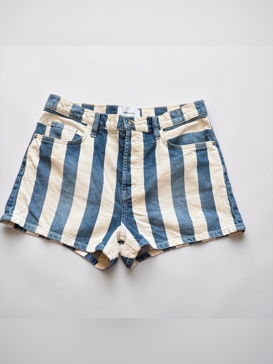 Current/Elliott Pants - Current/Elliott Blue and White Striped Jean Shorts